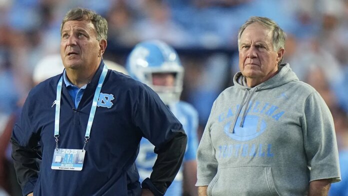 Bill Belichick Michael Lombardi Sideline UNC 696x392