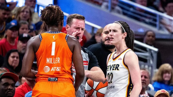 Diamond Miller Caitlin Clark Technical Foul 696x392