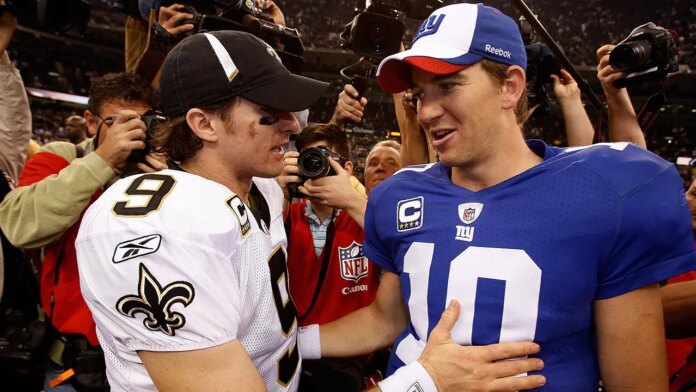 Drew Brees Eli Manning Saints Giants 696x392