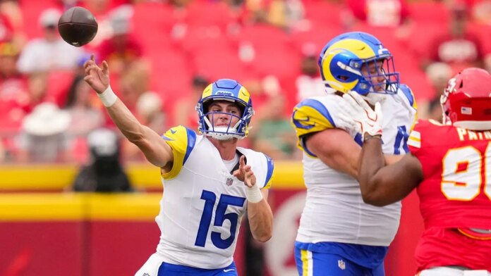 Ty Simpson Rams Chiefs Arrowhead Stadium 696x392