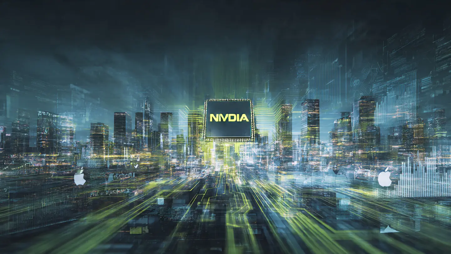 A Futuristic Stock Market Scene Showing Nvidia S